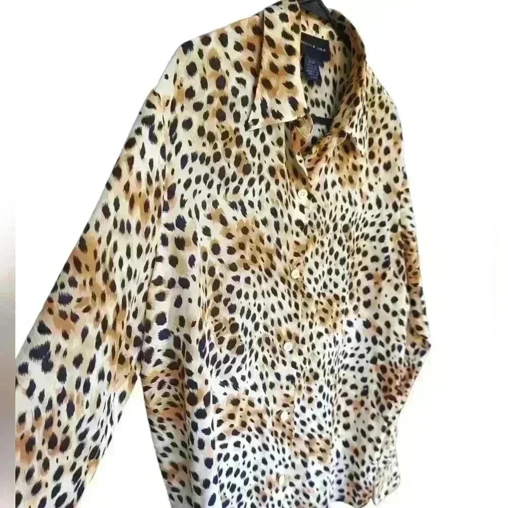 August Silk Leopard Print Button-Down - image 2